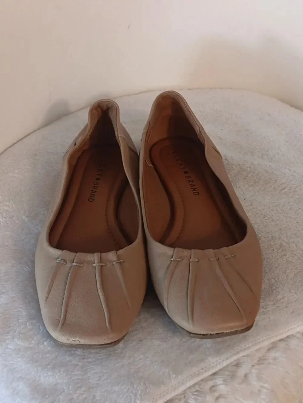 Lucky Brand Women's Leather Ballet Flats in Beige